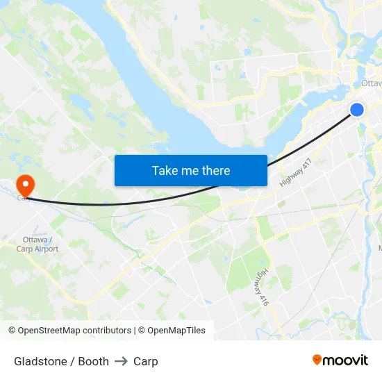 Gladstone / Booth to Carp map
