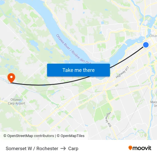 Somerset W / Rochester to Carp map