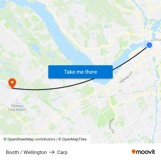 Booth / Wellington to Carp map
