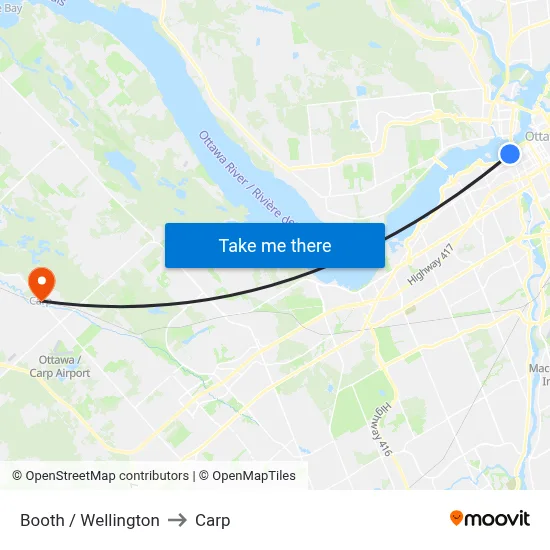 Booth / Wellington to Carp map
