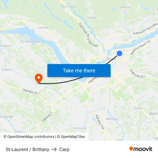 St-Laurent / Brittany to Carp map