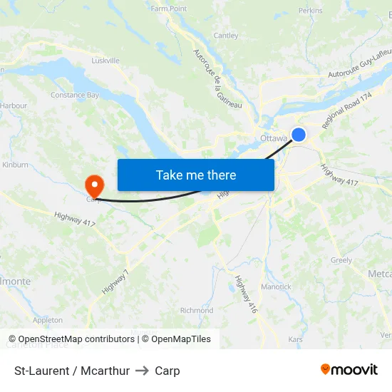 St-Laurent / Mcarthur to Carp map