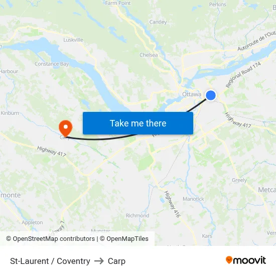 St-Laurent / Coventry to Carp map