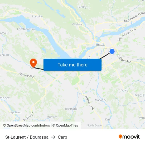 St-Laurent / Bourassa to Carp map