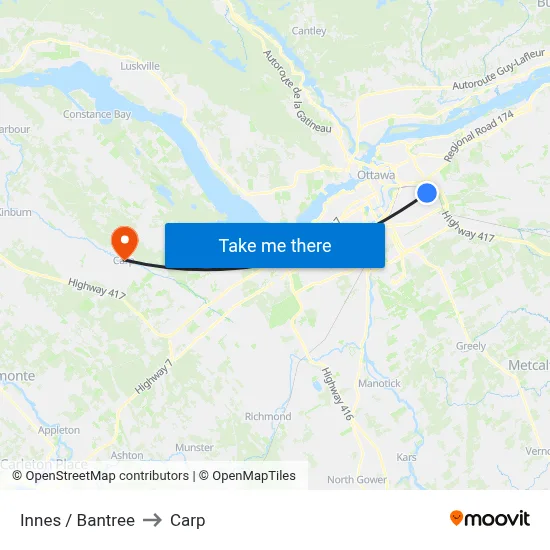 Innes / Bantree to Carp map