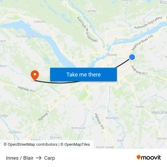 Innes / Blair to Carp map