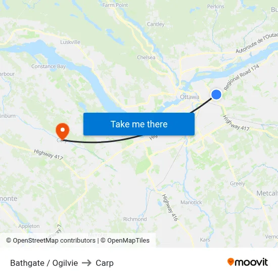 Bathgate / Ogilvie to Carp map