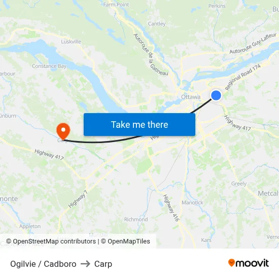 Ogilvie / Cadboro to Carp map