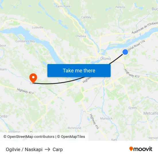 Ogilvie / Naskapi to Carp map