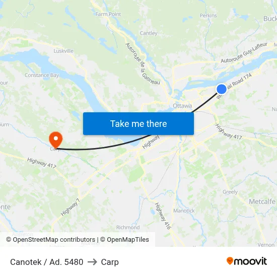 Canotek / Ad. 5480 to Carp map