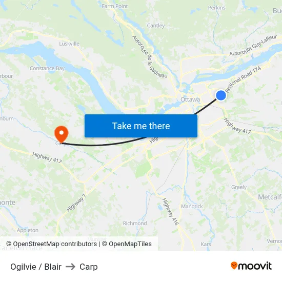 Ogilvie / Blair to Carp map