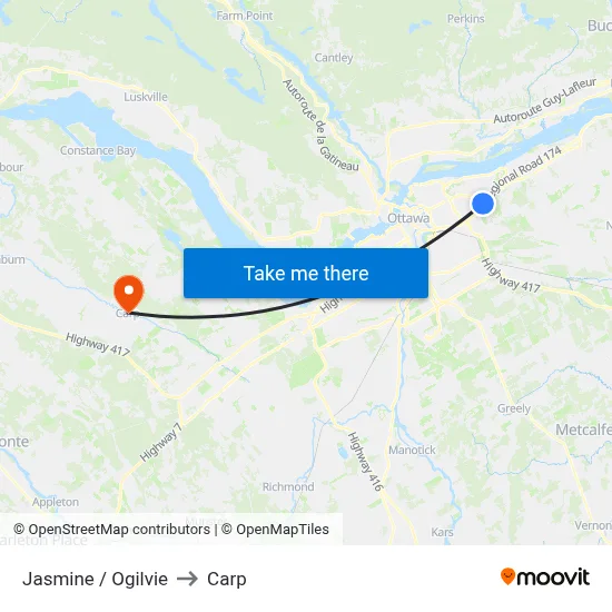 Jasmine / Ogilvie to Carp map