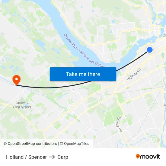 Holland / Spencer to Carp map
