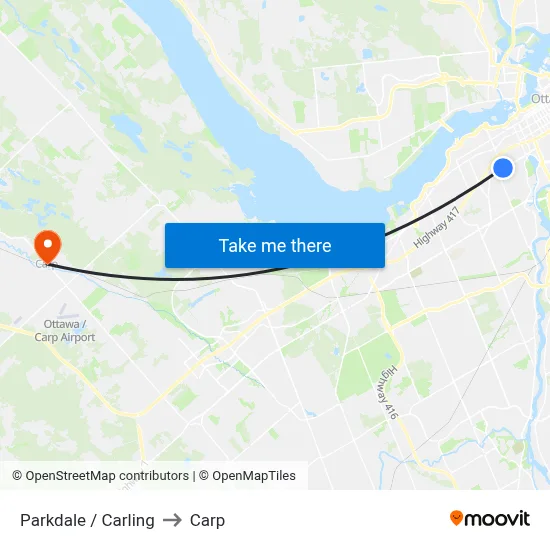 Parkdale / Carling to Carp map