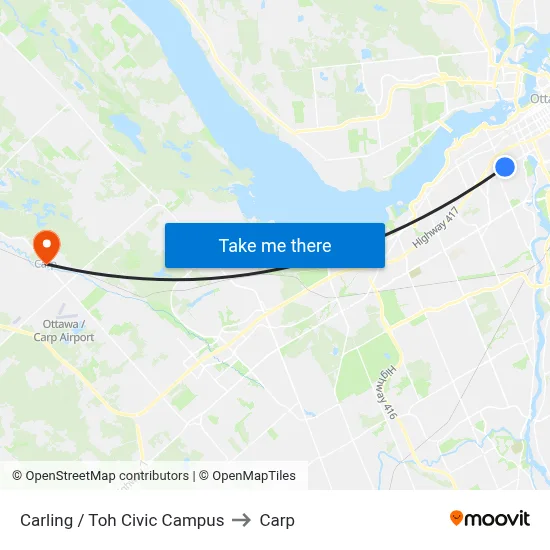 Carling / Toh Civic Campus to Carp map