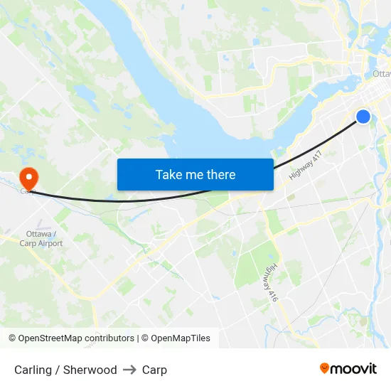 Carling / Sherwood to Carp map