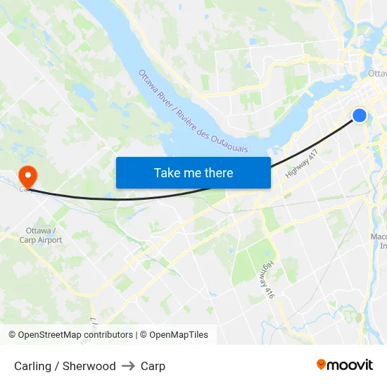 Carling / Sherwood to Carp map