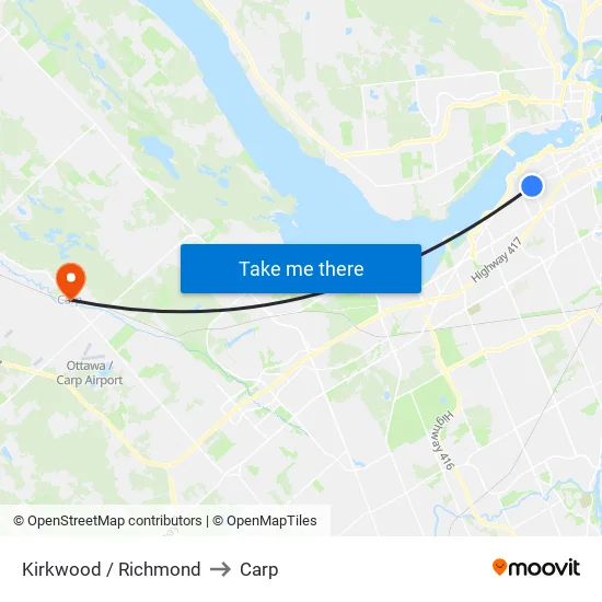 Kirkwood / Richmond to Carp map