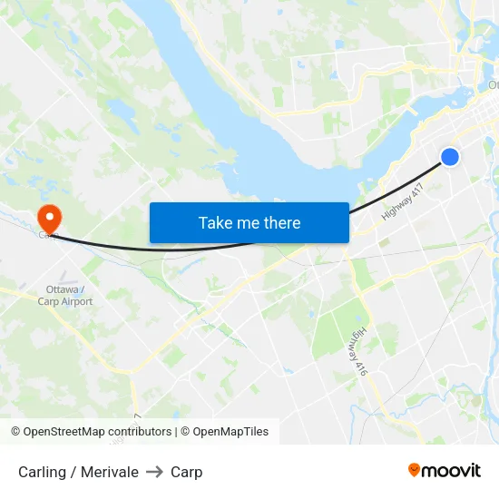 Carling / Merivale to Carp map