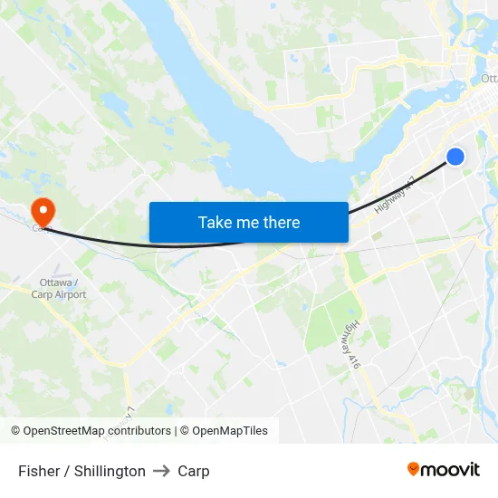 Fisher / Shillington to Carp map