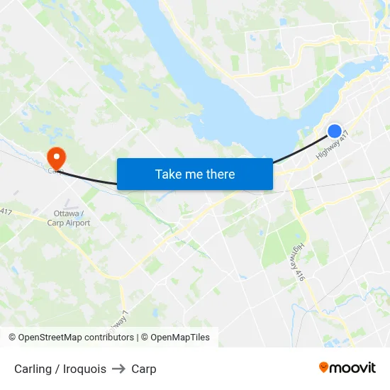 Carling / Iroquois to Carp map