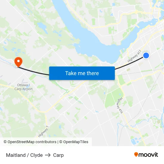 Maitland / Clyde to Carp map
