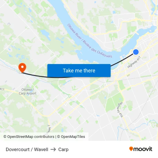 Dovercourt / Wavell to Carp map