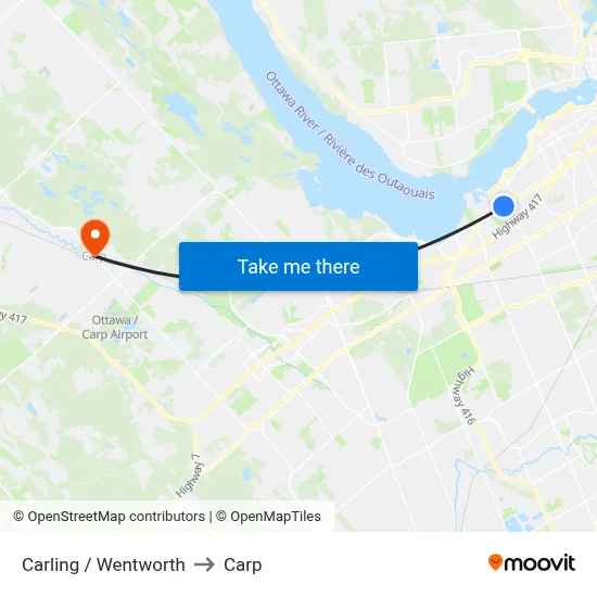 Carling / Wentworth to Carp map