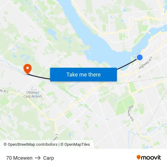 70 Mcewen to Carp map