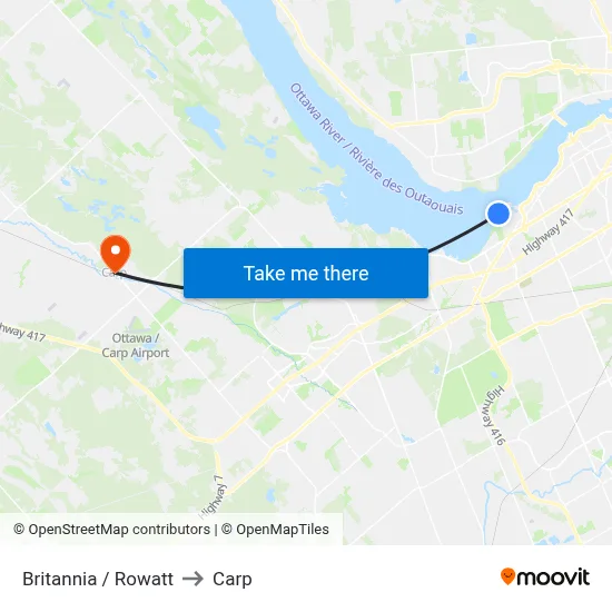 Britannia / Rowatt to Carp map