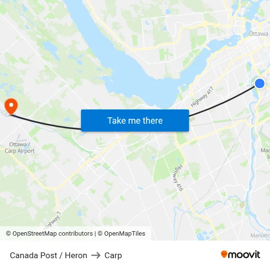 Canada Post / Heron to Carp map