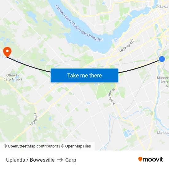 Uplands / Bowesville to Carp map