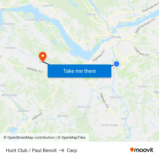 Hunt Club / Paul Benoit to Carp map