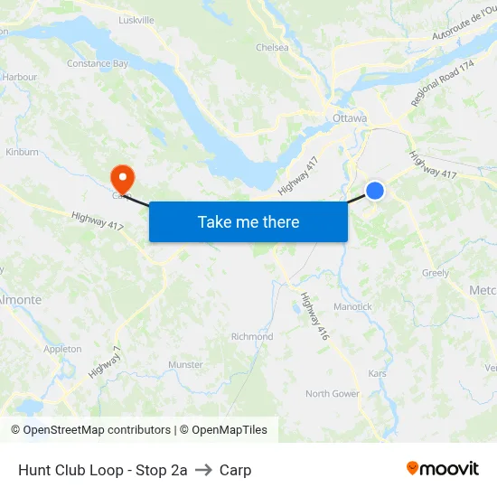 Hunt Club Loop - Stop 2a to Carp map