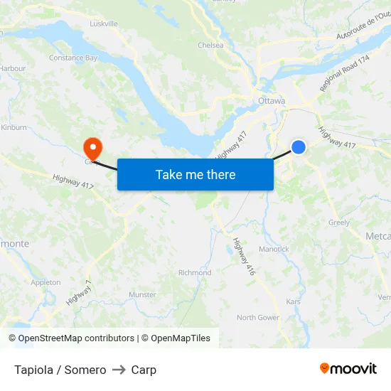 Tapiola / Somero to Carp map
