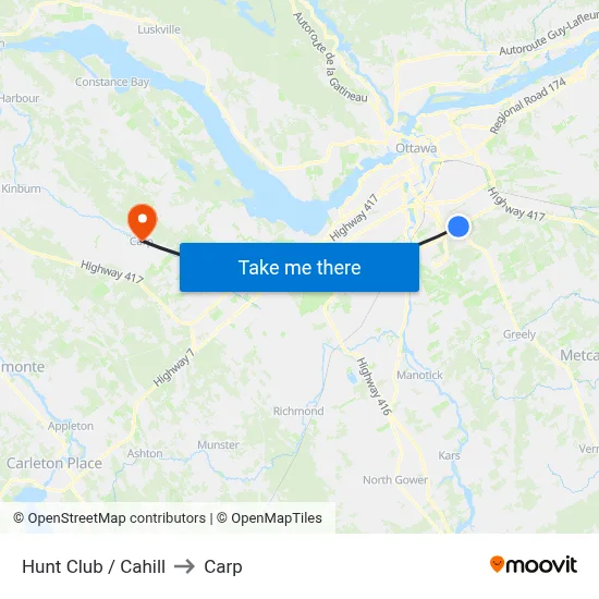 Hunt Club / Cahill to Carp map