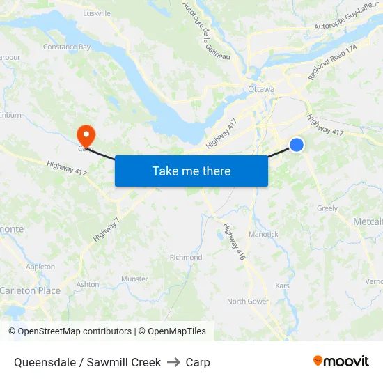 Queensdale / Sawmill Creek to Carp map