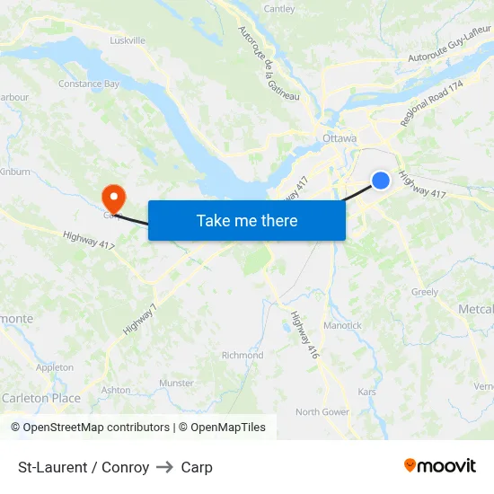 St-Laurent / Conroy to Carp map