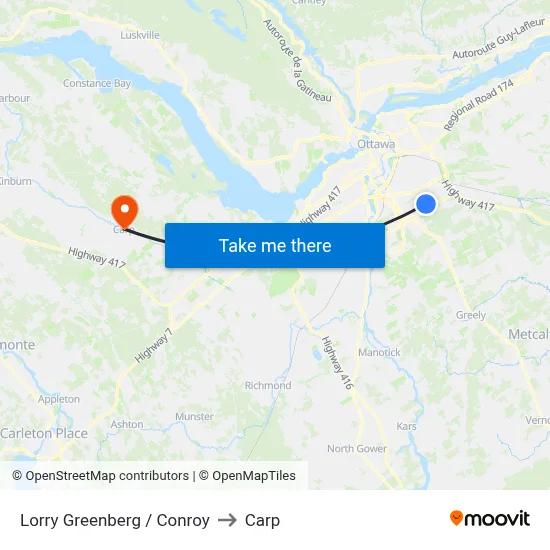 Lorry Greenberg / Conroy to Carp map