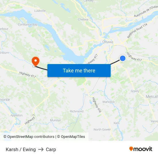 Karsh / Ewing to Carp map