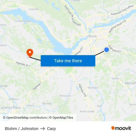 Blohm / Johnston to Carp map