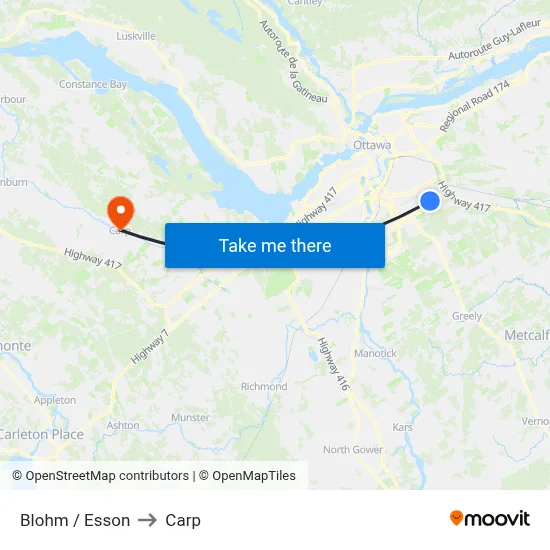 Blohm / Esson to Carp map