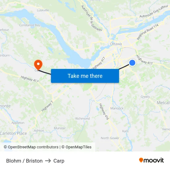 Blohm / Briston to Carp map