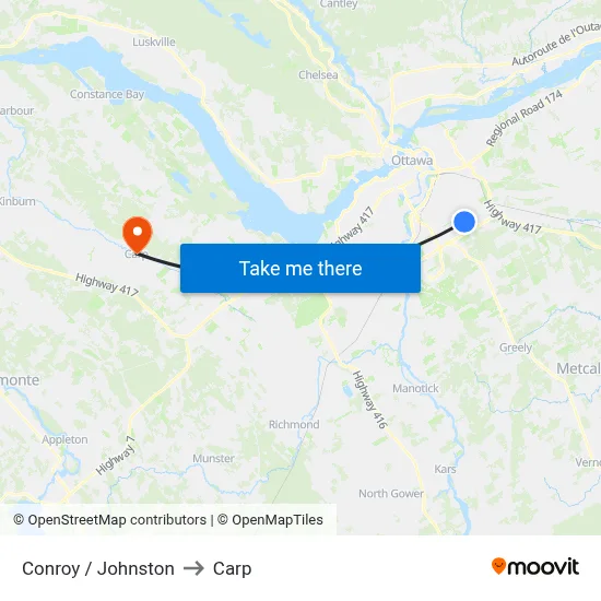 Conroy / Johnston to Carp map