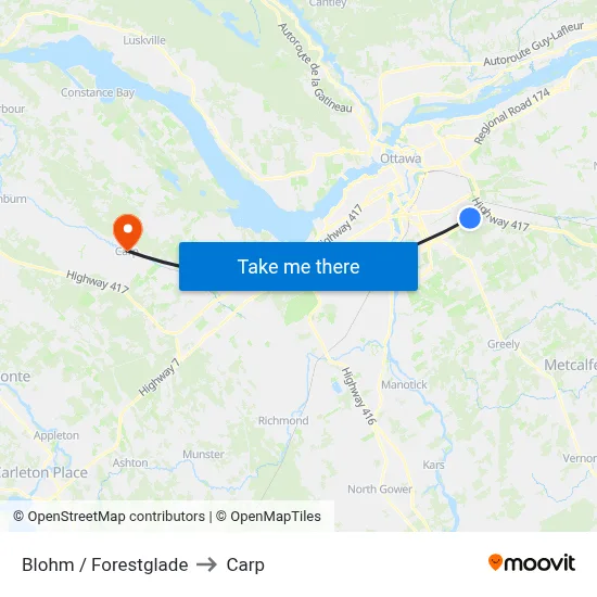 Blohm / Forestglade to Carp map