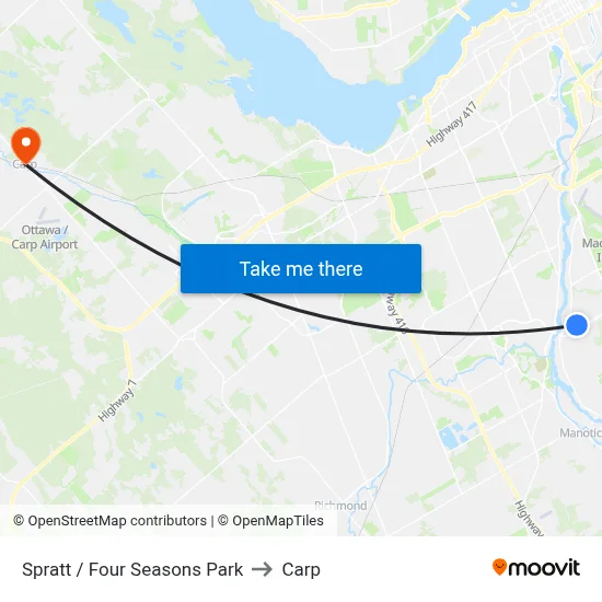 Spratt / Four Seasons Park to Carp map