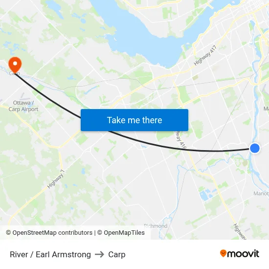 River / Earl Armstrong to Carp map