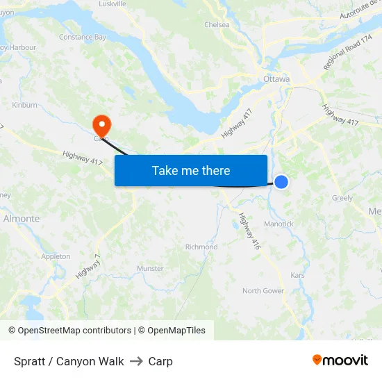 Spratt / Canyon Walk to Carp map