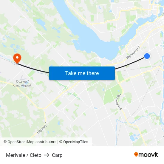 Merivale / Cleto to Carp map