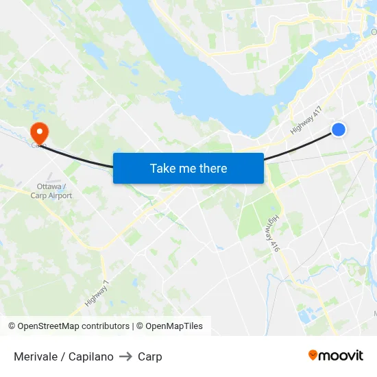 Merivale / Capilano to Carp map